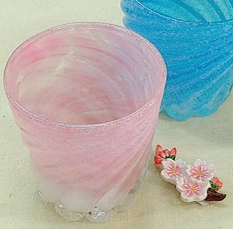 春色琉球ガラス ピンク・ブルー | 陶器のすぎうら